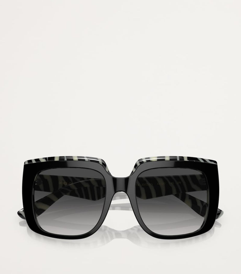 Dolce&Gabbana acetate square sunglasses with zebra tortoiseshell finish, imported from the UK
