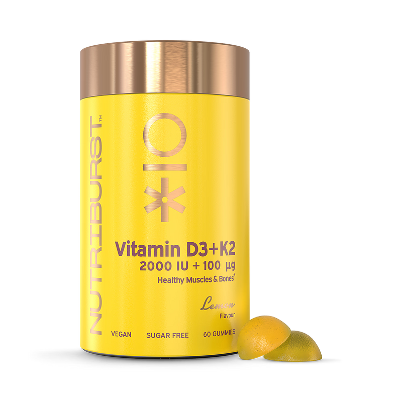 Nutriburst vitamin D3 K2 gummies 60 count, imported from the UK