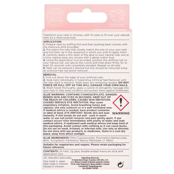 Superdrug finishing touches fake nails Medium Pink (British brand)