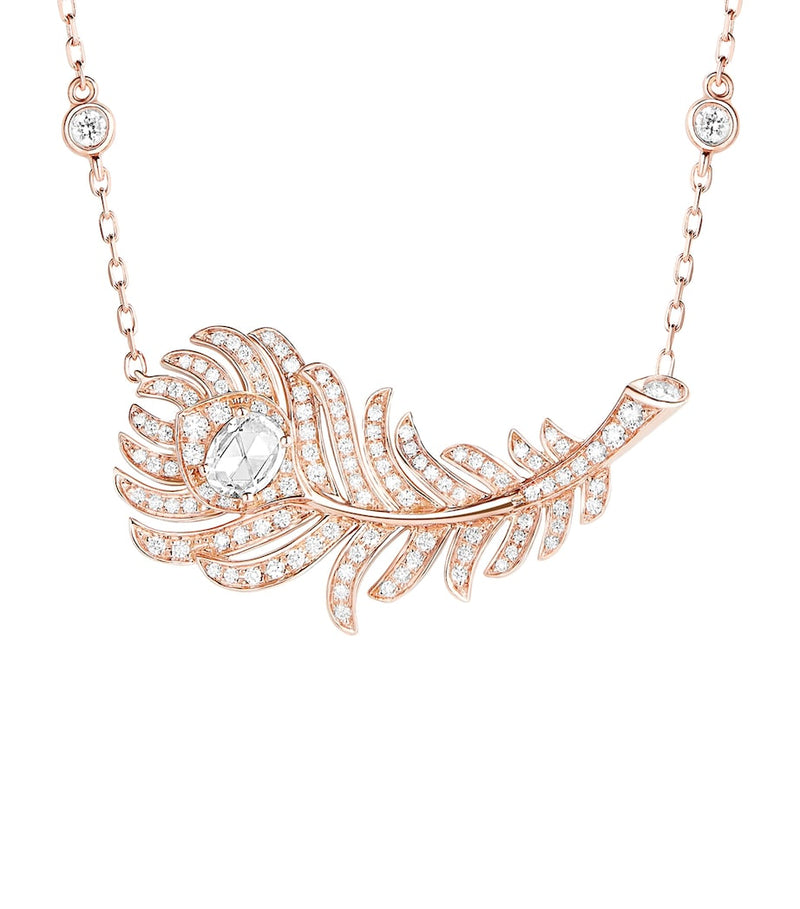 Boucheron Plume de Paon necklace rose gold diamonds, imported from the UK