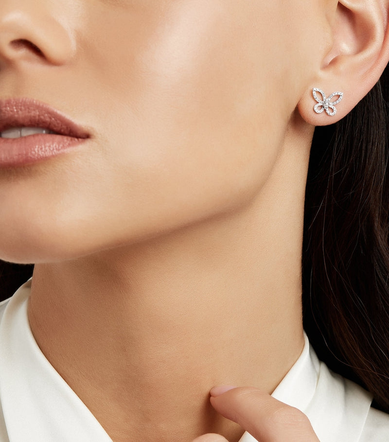 Graff butterfly diamond earrings 18kt white gold, imported from the UK