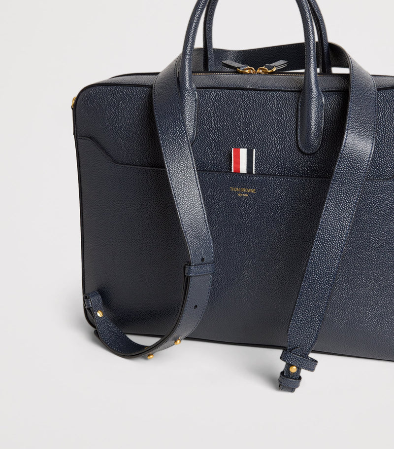Thom Browne grey leather business bag, imported from the UK