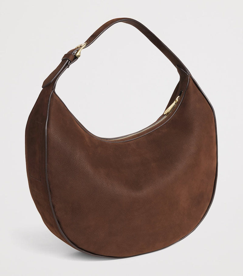 Harrods large suede crescent shoulder bag, imported from the UK