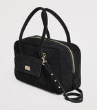 Sandro Paris suede top-handle bag with gold-tone hardware - British product