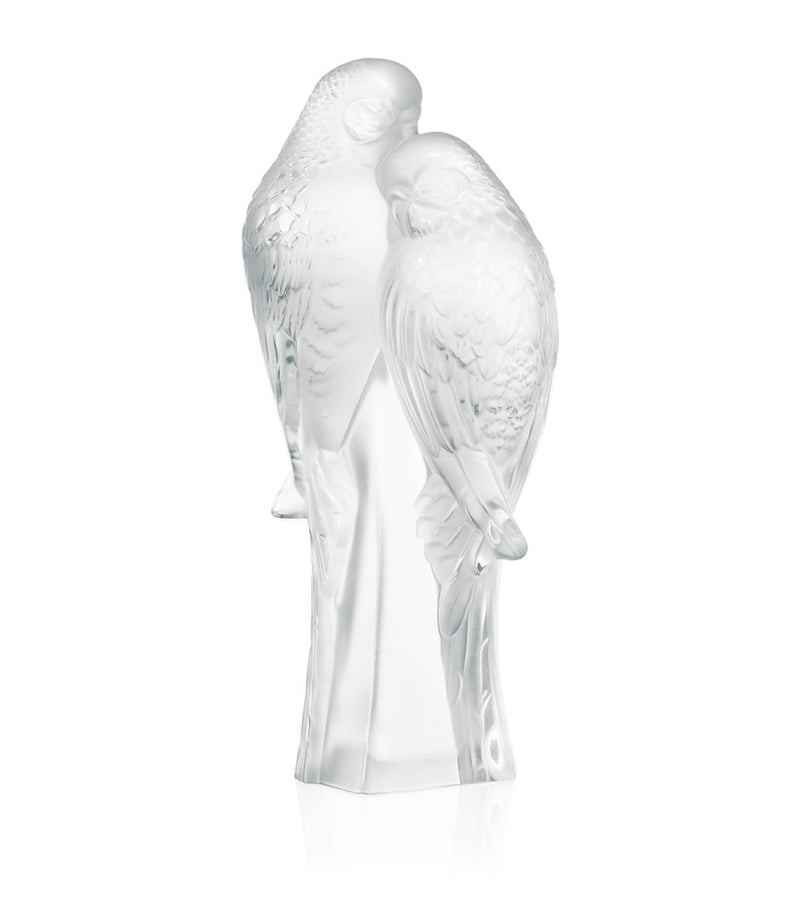 Lalique Crystal Parakeets Sculpture, UK version