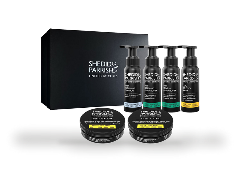 Shedid & Parrish travel gift set for curly hair care, imported from the UK