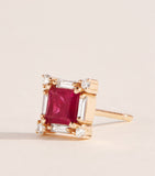 Suzanne Kalan rose gold ruby diamond midi stud earrings, UK version