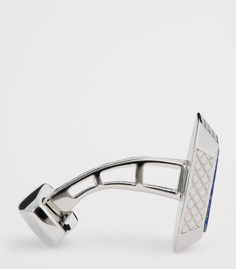 Tateossian sterling silver and lapis cufflinks, imported from the UK