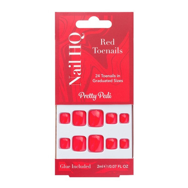 Nail HQ red false toenails 24 pieces - British product