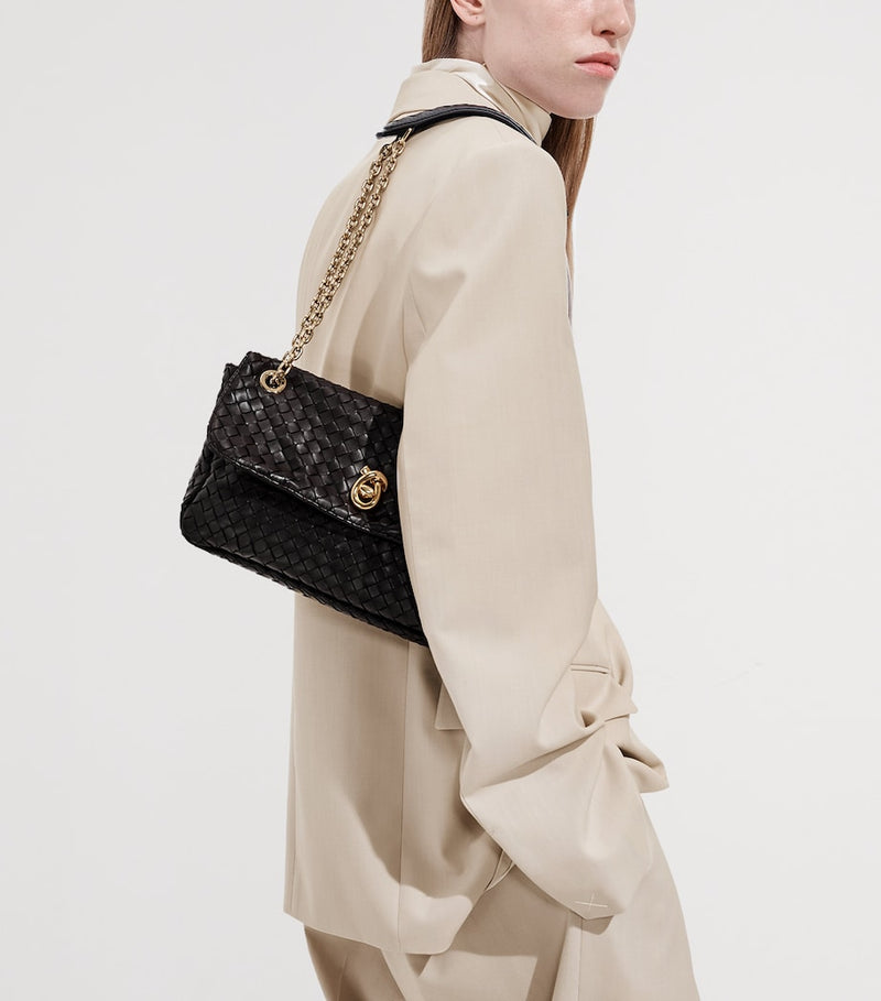 Bottega Veneta Madison shoulder bag lambskin Intrecciato weave, imported from the UK