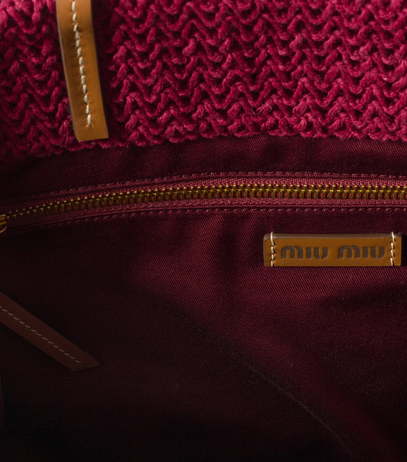 Miu Miu raffia-effect woven tote bag H34cm (British brand)
