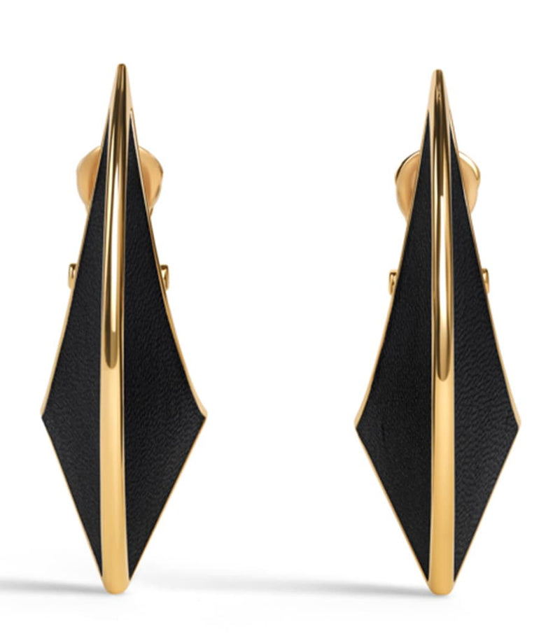 Alaïa leather sculptural pendant clip-on earrings, UK version