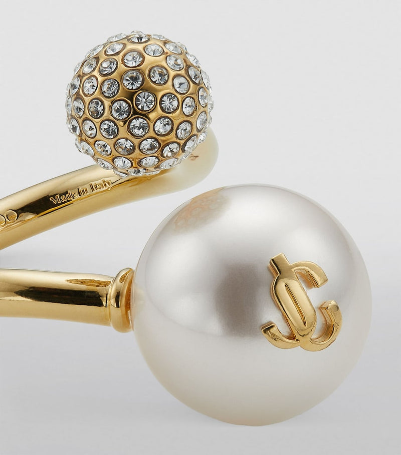 Jimmy Choo Auri ring with pearl and crystal, imported from the UK