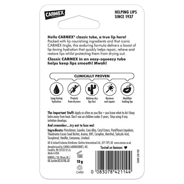 Carmex Lip Balm Moisture Tube 10g - British product