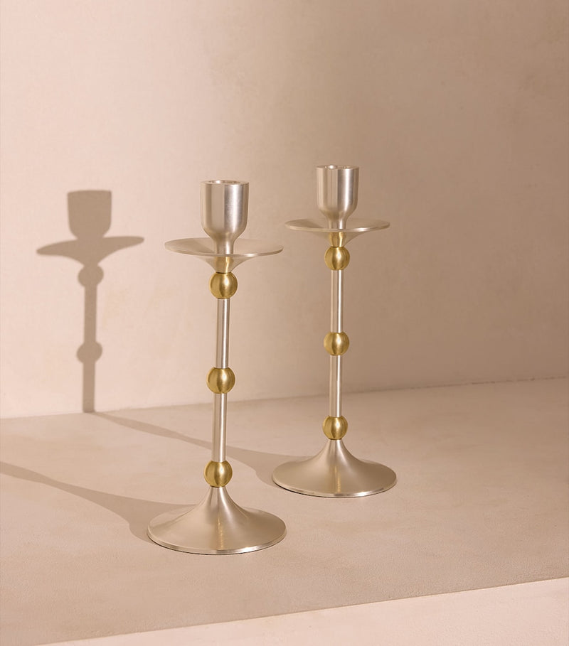 Soho Home medium silver-plated Cilia candlestick holder 25cm (British brand)