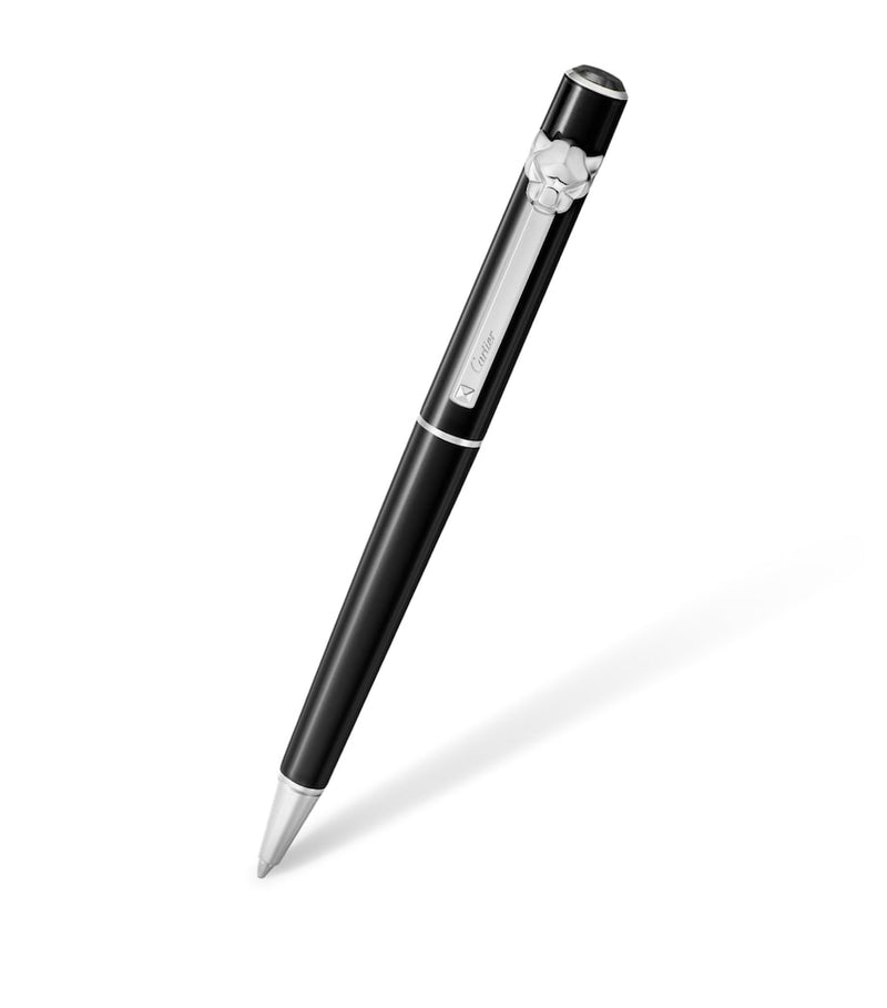 Cartier small ballpoint pen with sculpted feline clip approximately 12.5cm - British product