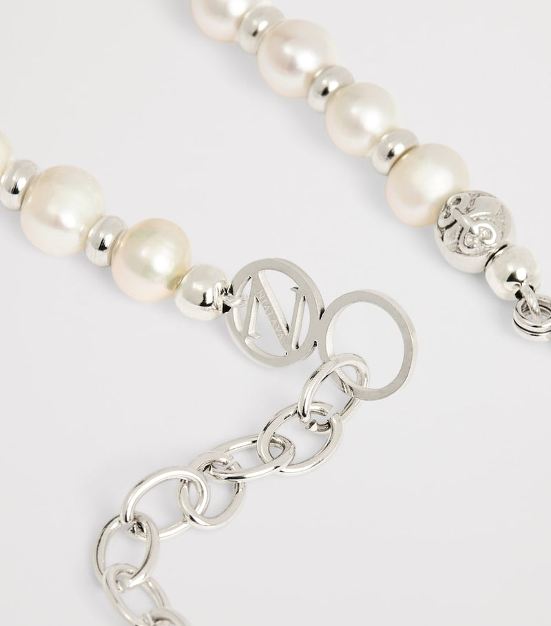 Nialaya Freshwater Pearl Necklace with stainless steel beads, UK version