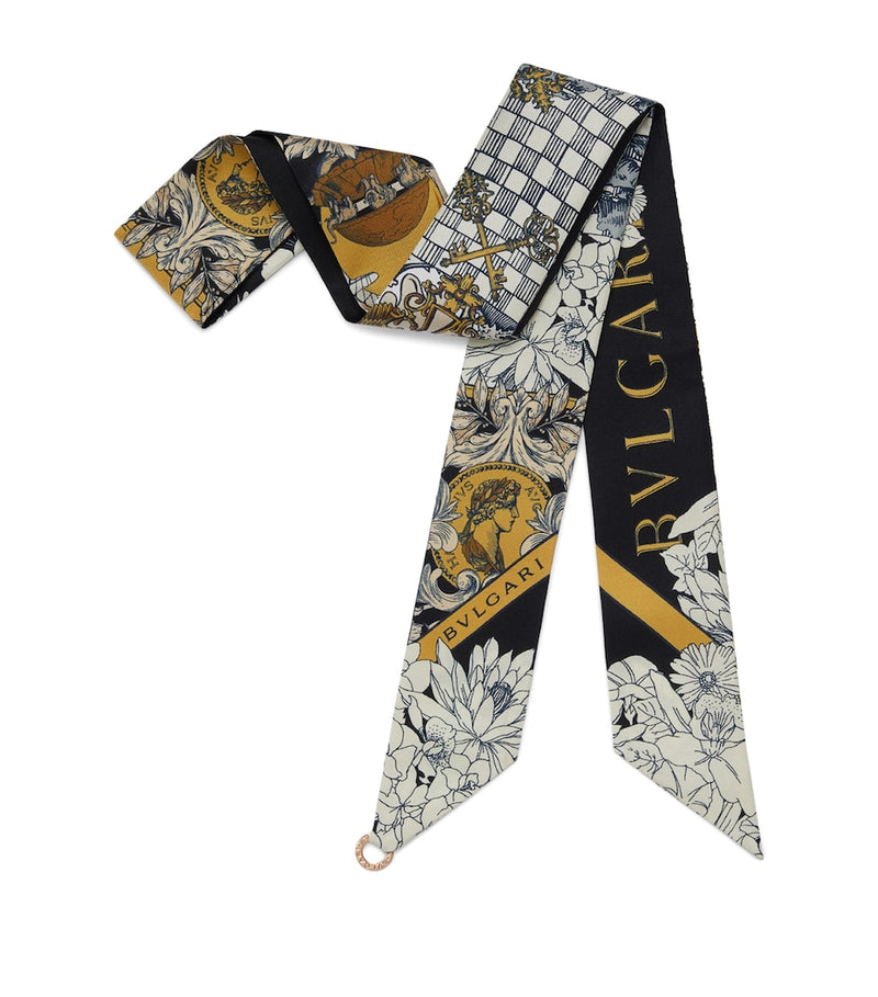 Bvlgari printed silk skinny scarf 120cm (British brand)