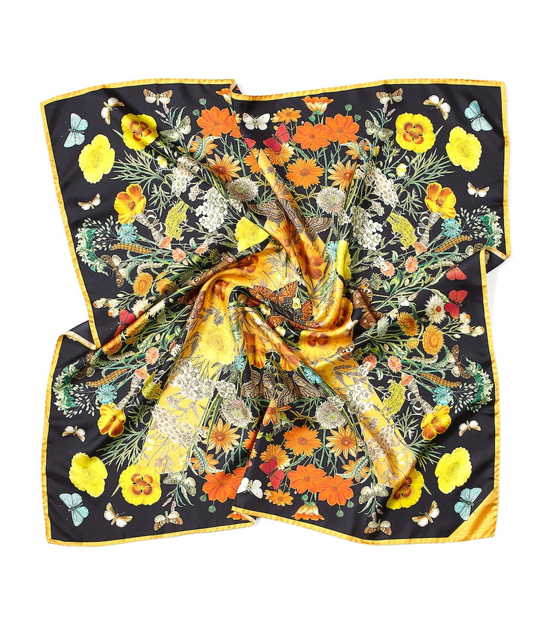 Aspinal of London silk botanical print scarf, UK version