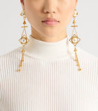 Balmain monogram pendant earrings brass, UK version