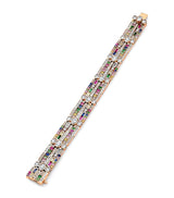 Harrods Boodles Rose Gold Diamond, Sapphire, Ruby and Tsavorite Bracelet- Buy online at McGrocer