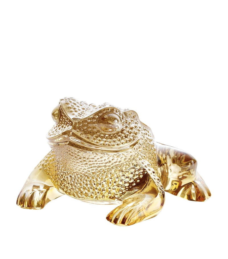 Lalique crystal frog ornament with gold covering, La Gregoire model, UK version