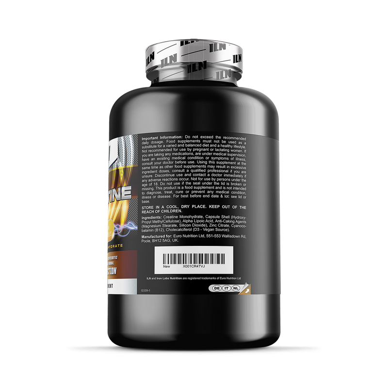 Creatine capsules 5200mg 500 vegan capsules, imported from the UK