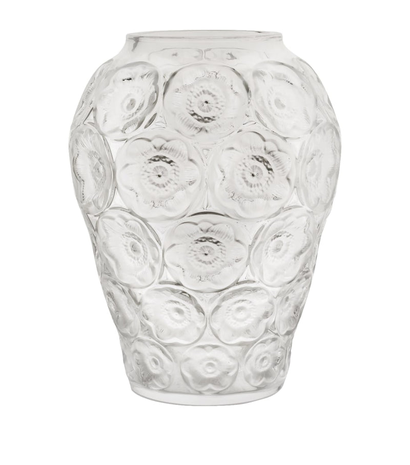 Lalique crystal anemones vase 32.5cm - British product