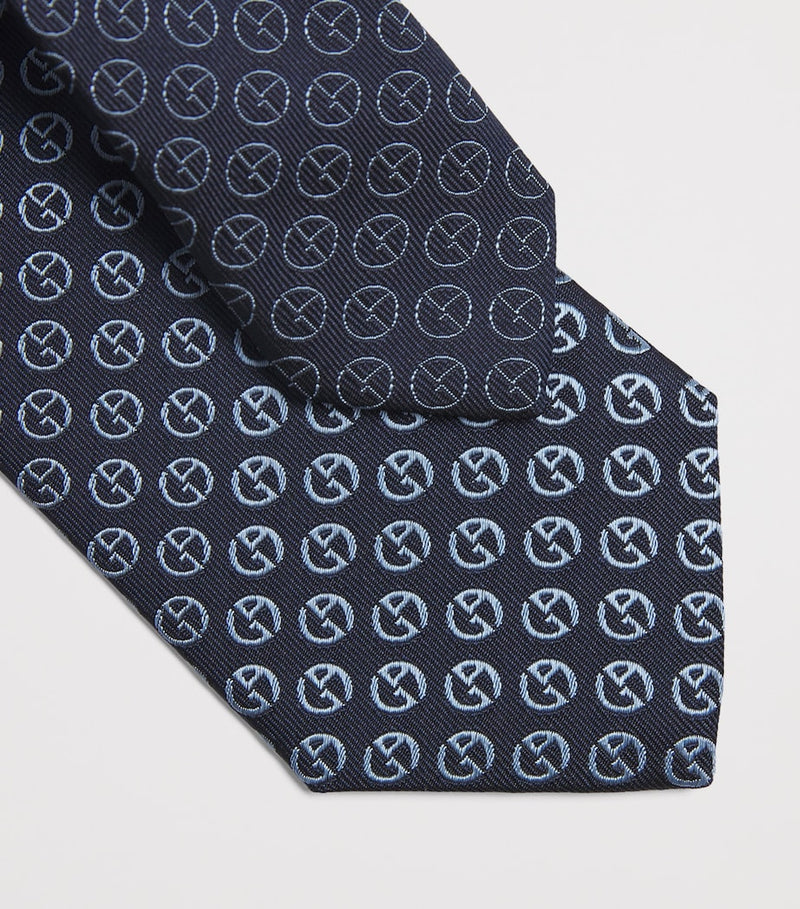 Giorgio Armani silk jacquard monogram tie 7cm - British product