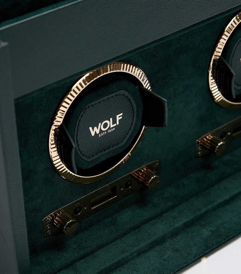 WOLF vegan leather double watch winder British Racing Green, UK version