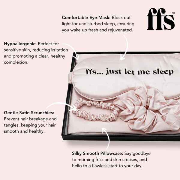 FFS Beauty Satin Sleep Set Pink pillowcase eye mask - British product