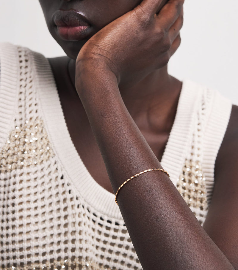 Suzanne Kalan rose gold and diamond block chain bracelet, imported from the UK