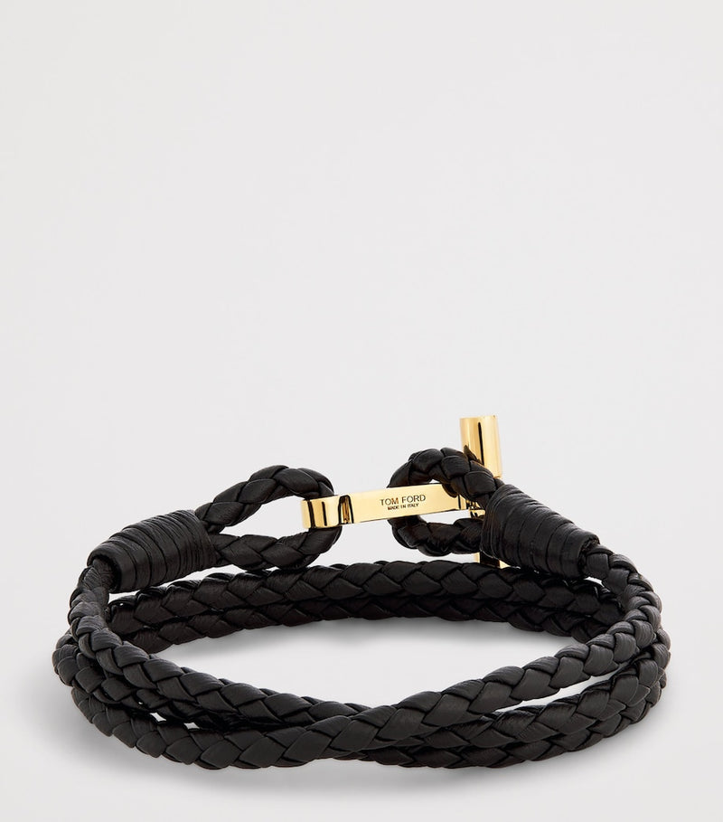 TOM FORD leather braided T bracelet - British product
