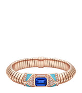 Harrods Bvlgari Rose Gold, Diamond, Tanzanite and Turquoise Tubogas Bracelet- Buy online at McGrocer