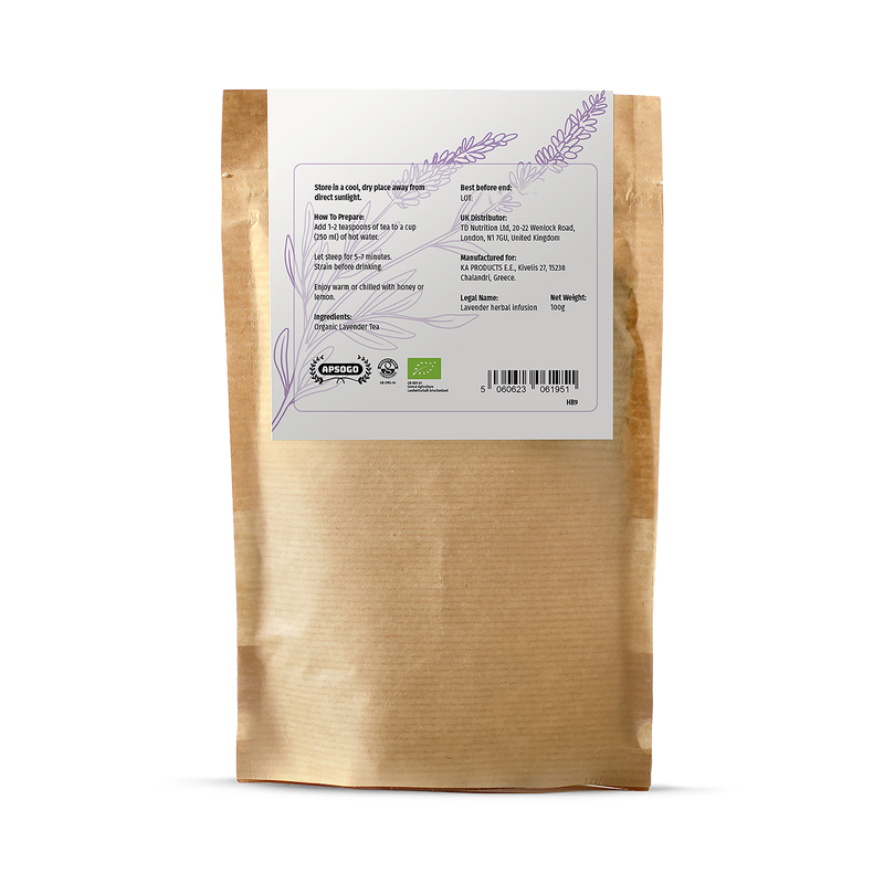 APSOGO organic lavender loose leaf herbal tea 100g - British product