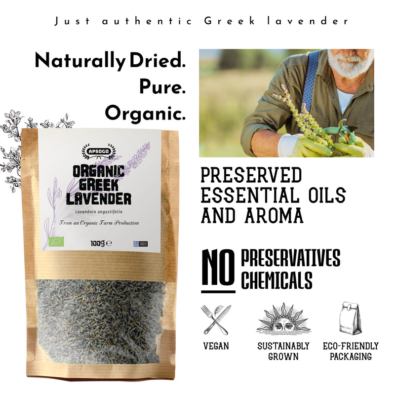 APSOGO organic lavender loose leaf herbal tea 100g - British product