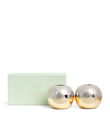 Harrods Harrods Stainless Steel Two-Tone Candle Holders (Set of 2)- Buy online at McGrocer