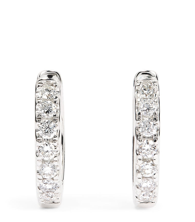 Harrods white gold diamond huggie earrings 0.20ctw, imported from the UK