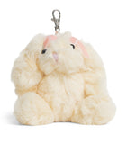 Konges Sløjd fluffy bunny bag charm with pink ribbons, UK version