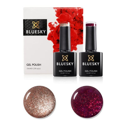Superdrug Bluesky Christmas Gel Polish Duo Set Tinsel Toast and Ruby Ritz- Buy online at McGrocer