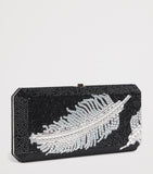 Judith Leiber crystal feather clutch bag with chain strap (British brand)