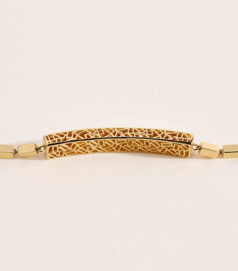 Suzanne Kalan yellow gold block-chain ID bracelet, imported from the UK