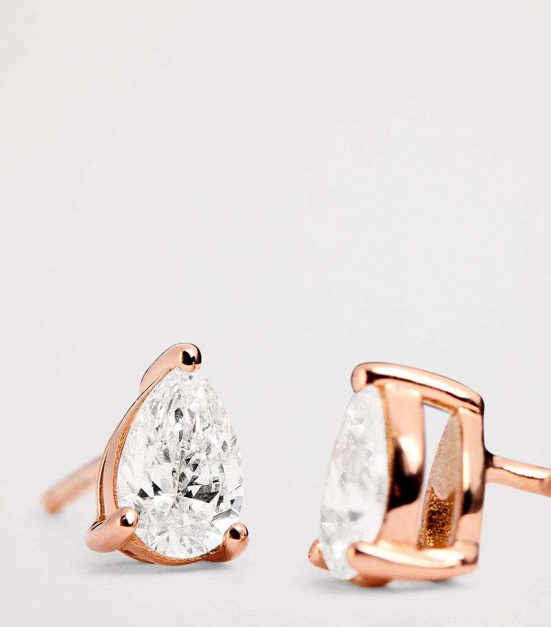 Harrods rose gold pear diamond stud earrings 0.50ct, imported from the UK