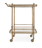 Soho Home drinks trolley with four wheels and two glass shelves (British brand)