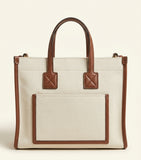 Burberry mini canvas tote bag with leather trims, imported from the UK