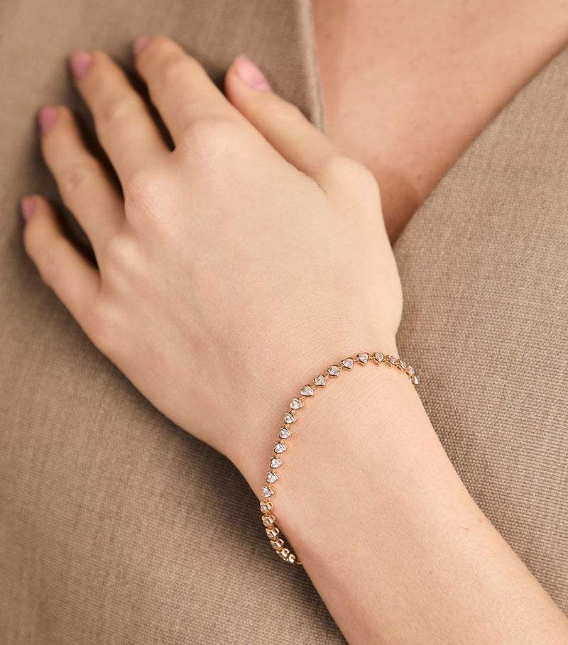 Astrid & Miyu heart tennis bracelet gold-plated, imported from the UK