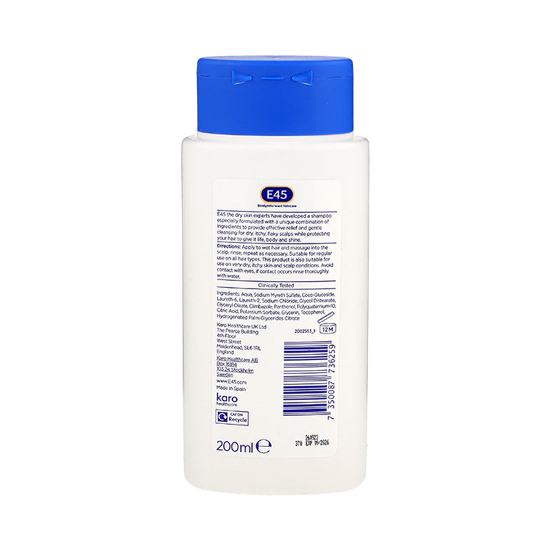 E45 Dry Scalp Shampoo 200ml bottle liquid - British product