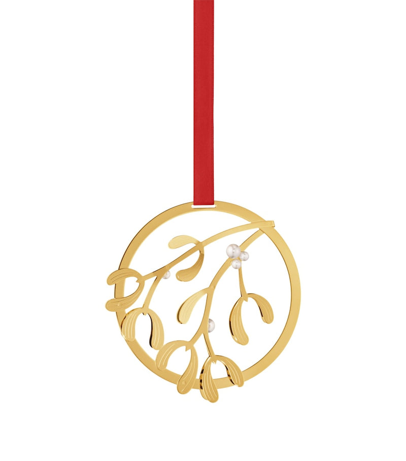 Georg Jensen gold-plated mistletoe tree decoration 9.5cm (British brand)