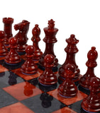 Purling stone chess set with Italian leather and gold, imported from the UK