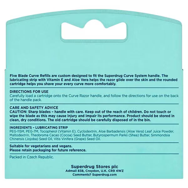 Superdrug Curve 5 razor blade refills 3-pack (British brand)